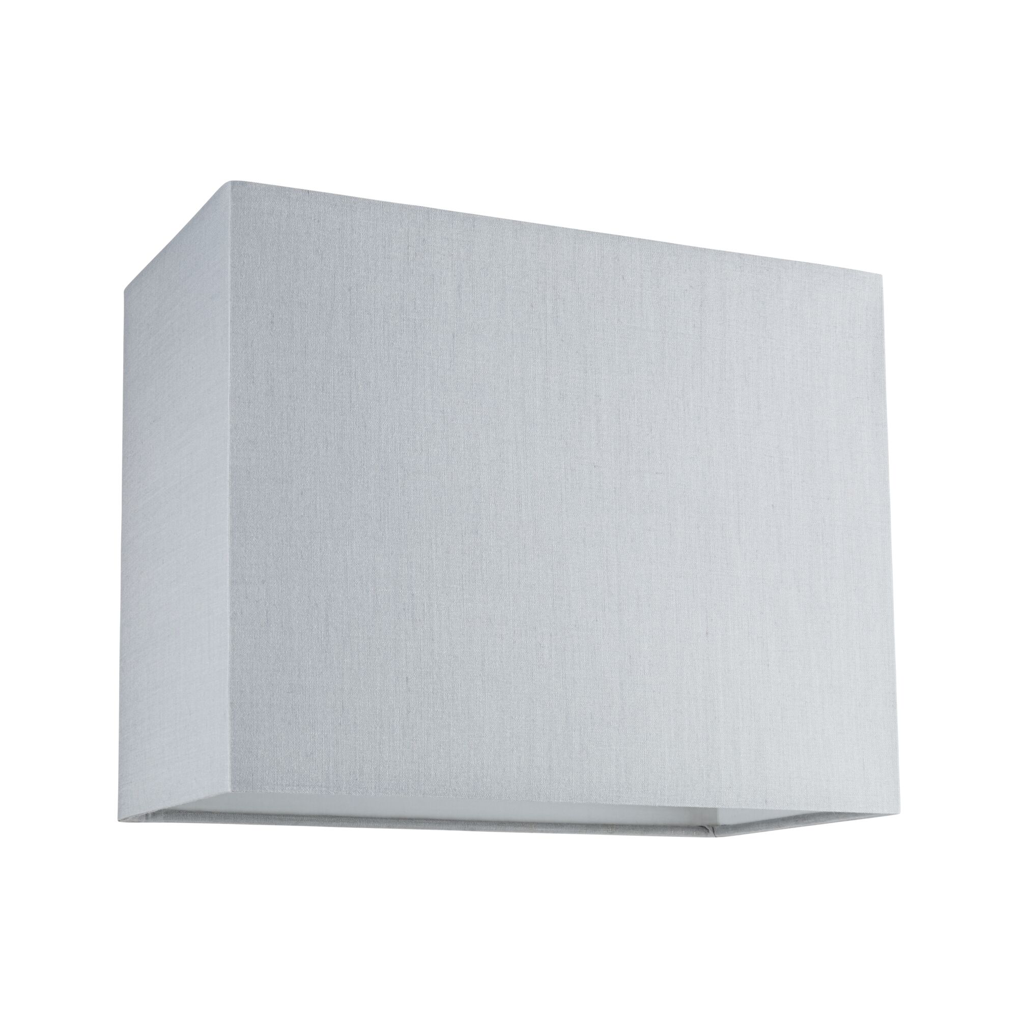 Modern rectangular wall lamp shade in grey fabric for stylish indoor lighting.