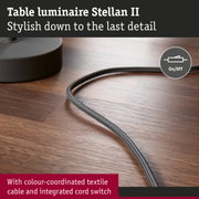 Stellan II table lamp with colour-coordinated textile cable and integrated cord switch