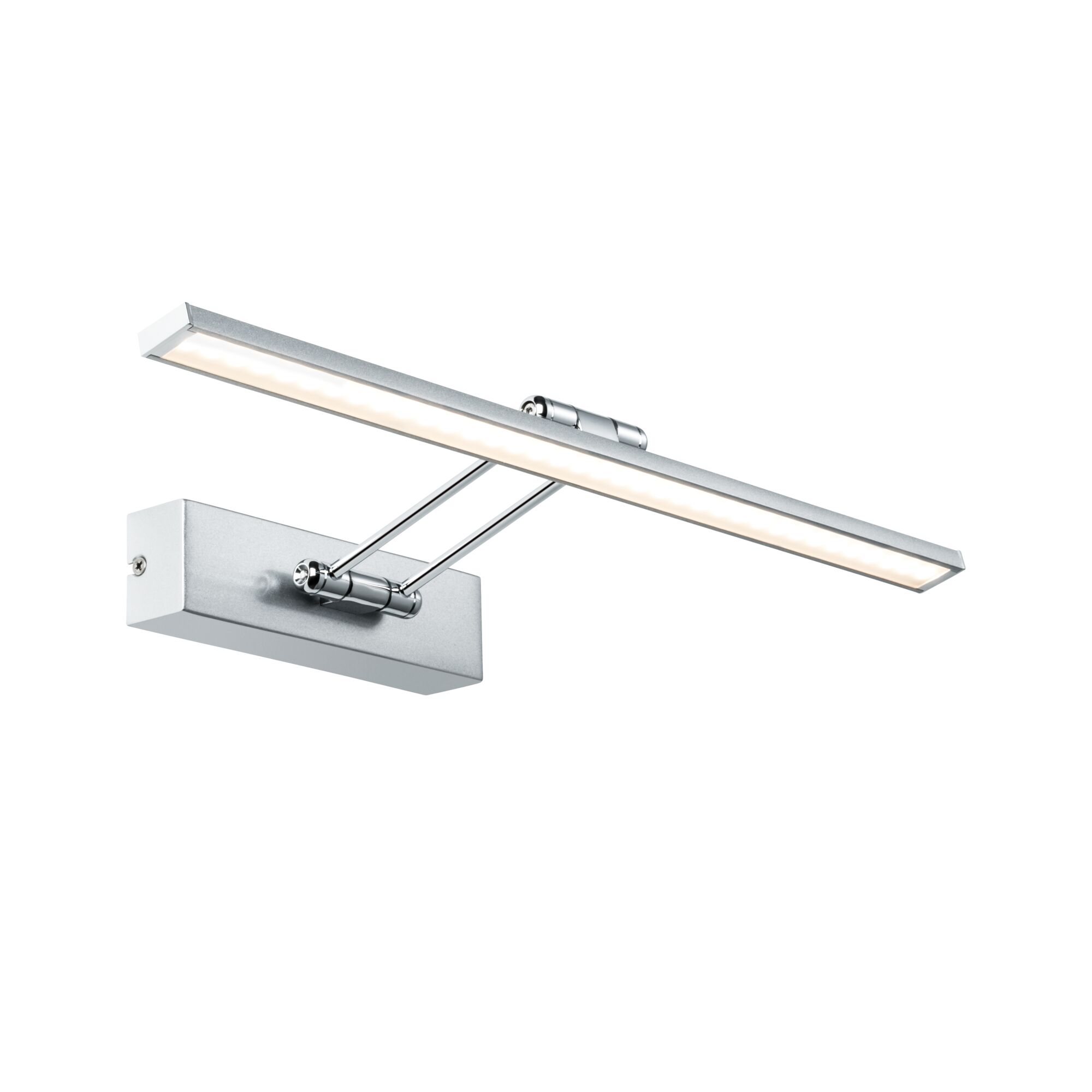 Modern silver metal LED wall light with warm white illumination for home lighting solutions