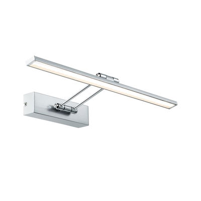 Modern silver metal LED wall light with warm white illumination for home lighting solutions
