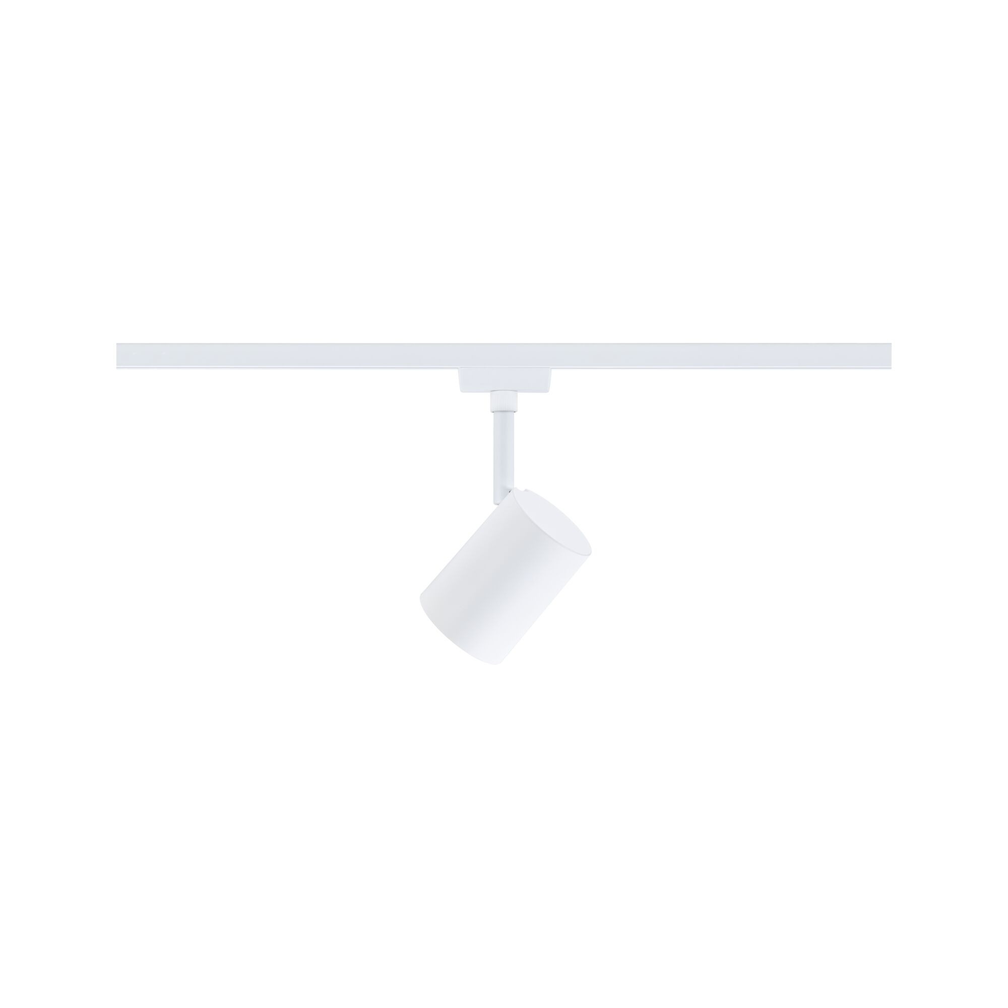 Modern white metal LED spotlight for track systems, dimmable and adjustable lighting solution