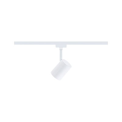 Modern white metal LED spotlight for track systems, dimmable and adjustable lighting solution