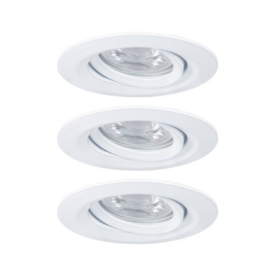 Trois spots encastrés blancs en plastique avec réflecteur orientable pour éclairage LED flexible