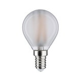Runde LED-Glühbirne mit mattiertem Glas und E14-Fassung in Silber für energiesparende Beleuchtung