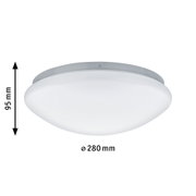 Round white plastic ceiling light with 280 mm diameter and 95 mm height for indoor lighting