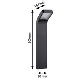 Sort metal LED-udendørslys med målene 500x155x90 mm til havebelysning