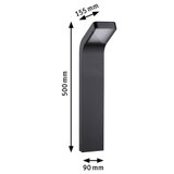 Sort metal LED-udendørslys med målene 500x155x90 mm til havebelysning