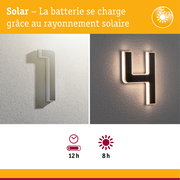 Éclairage solaire pour numéro de maison avec cadre blanc et LED pour éclairage extérieur économique