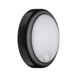 Plafonnier LED rond avec boîtier noir et diffuseur blanc, éclairage intérieur économique