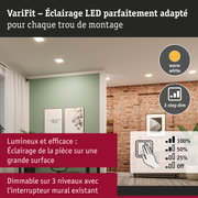Éclairage LED VariFit encastré en blanc chaud avec gradation 3 niveaux pour pièces