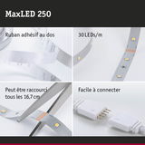 Bande LED MaxLED 250 avec 30 LEDs/m, ruban adhésif, coupable tous les 16,7 cm, connexion facile éclairage LED