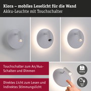 Kiora mobiles Leselicht in Weiß mit Akku und Touchschalter für dimmbares Wandlicht