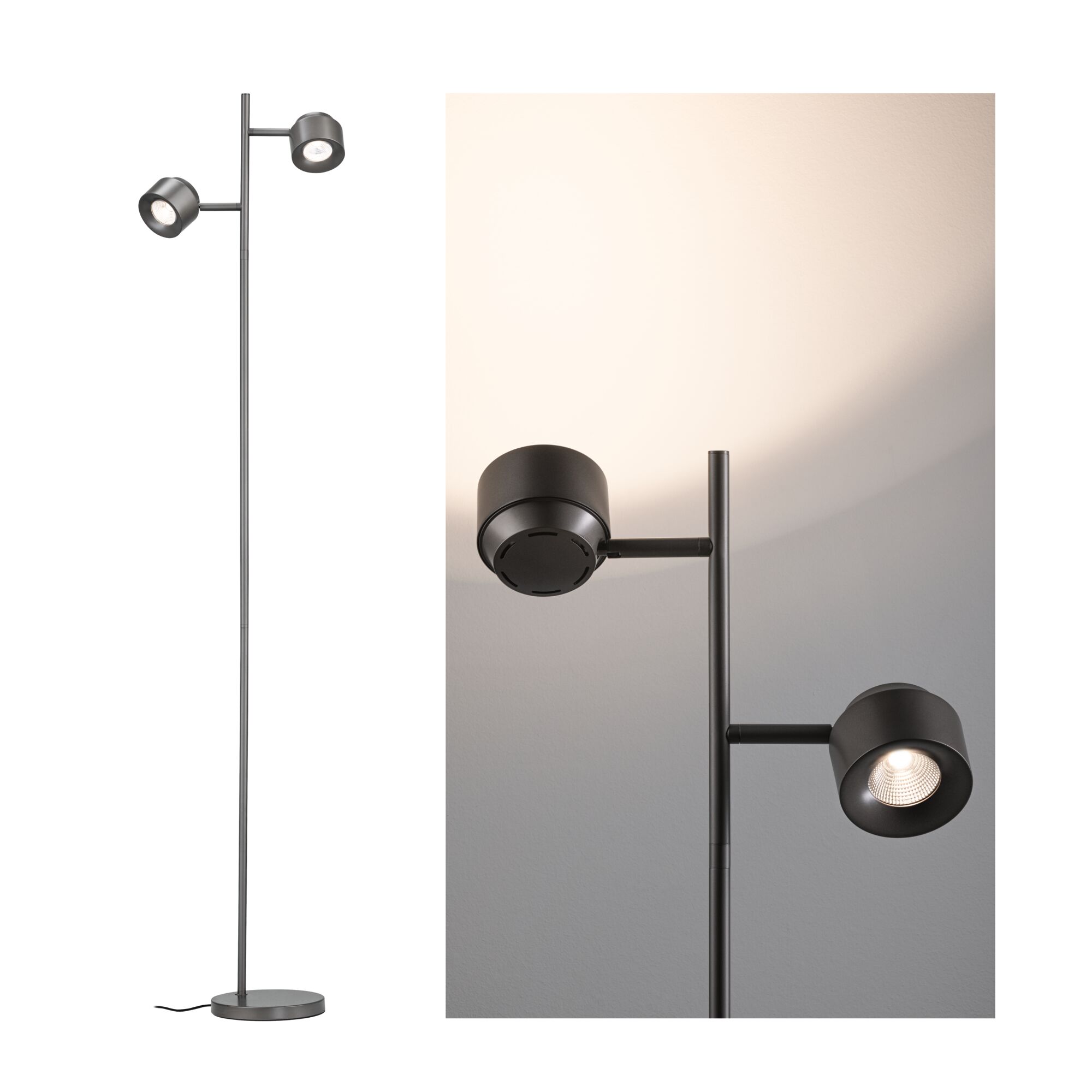Lampadaire LED Pane 2700K 2x315lm 2x2,2W Titanium