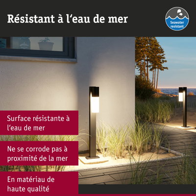 Lampe extérieure noire moderne avec lumière blanche, résistante à l'eau de mer pour jardin et terrasse