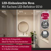 LED-Einbauleuchte Nova mit flachem LED-Reflektor GU10 dimmbar in 3 Stufen, 55 mm Einbautiefe