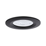 Schwarzer Einbaustrahler aus Metall mit klarem Glas und LED-Licht für moderne Innenbeleuchtung