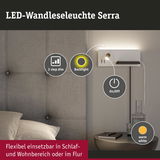 LED-Wandleseleuchte Serra in Weiß mit warmweißem Licht, dimmbar, flexibel für Schlaf- und Wohnbereich