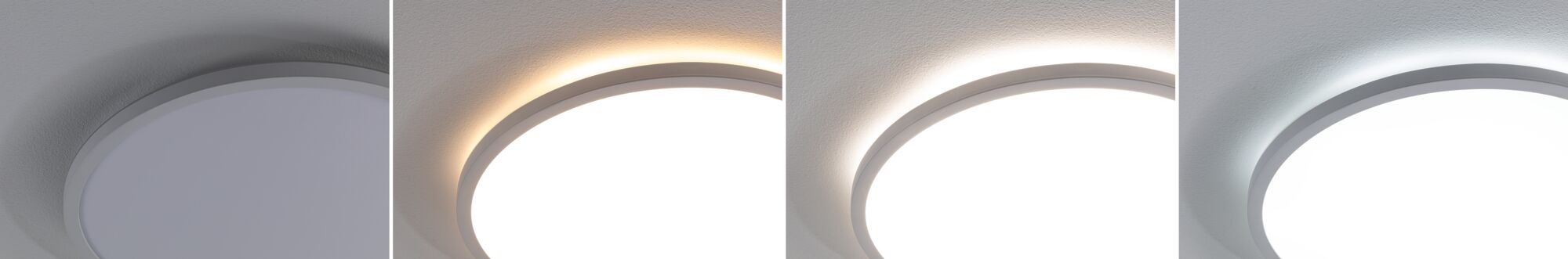 Plafonnier LED rond blanc avec température de couleur réglable, design moderne pour intérieur.