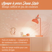 Lampe de bureau orange en métal avec tête mobile pour un éclairage dirigé moderne