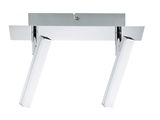 Plafonnier moderne en métal chromé avec deux luminaires rectangulaires réglables