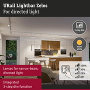 URail Lightbar Zelos white track light with 3-step dim function for directed lighting in modern kitchen