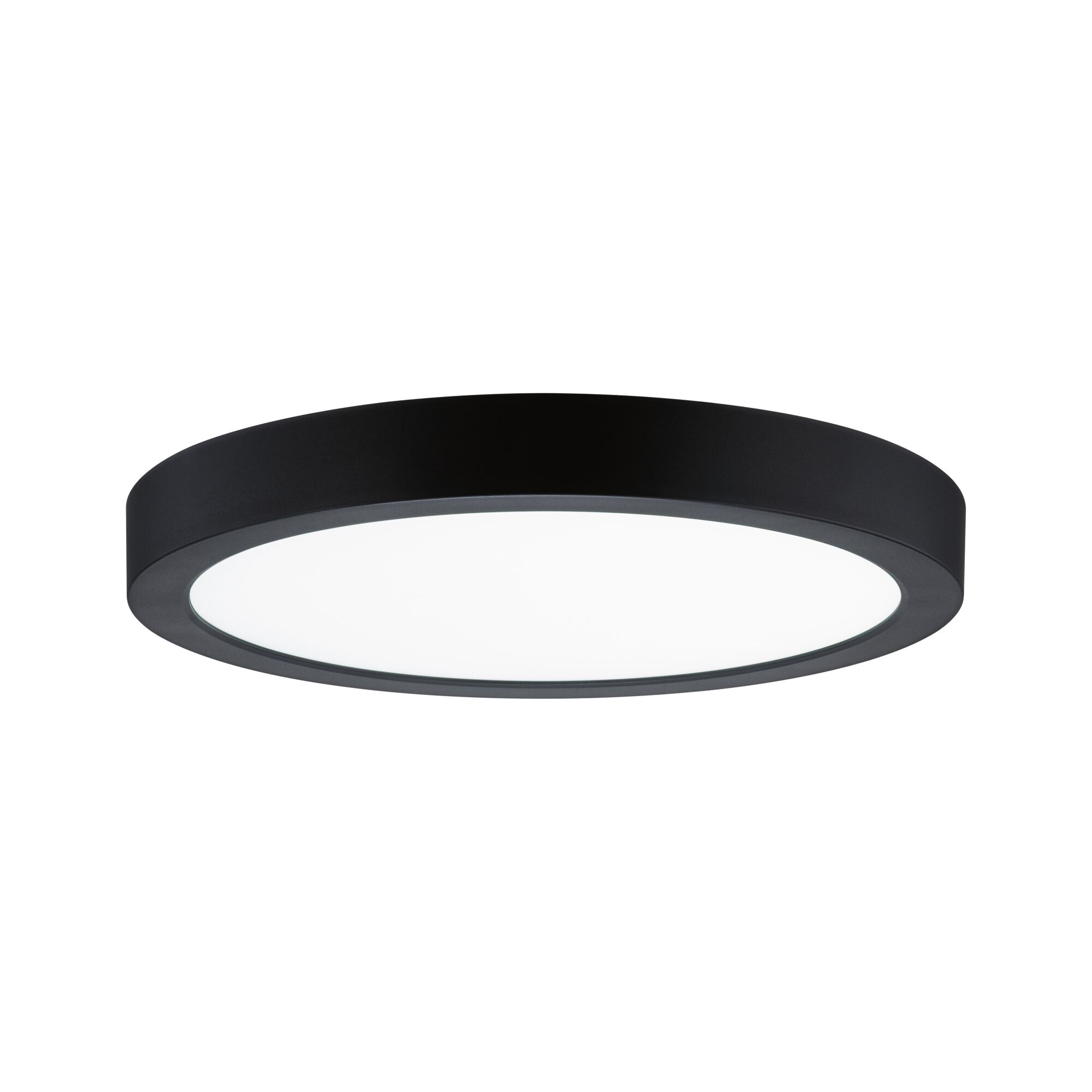 Runde LED-Deckenleuchte mit schwarzem Aluminiumrahmen und weißem Diffusor für modernes Raumlicht