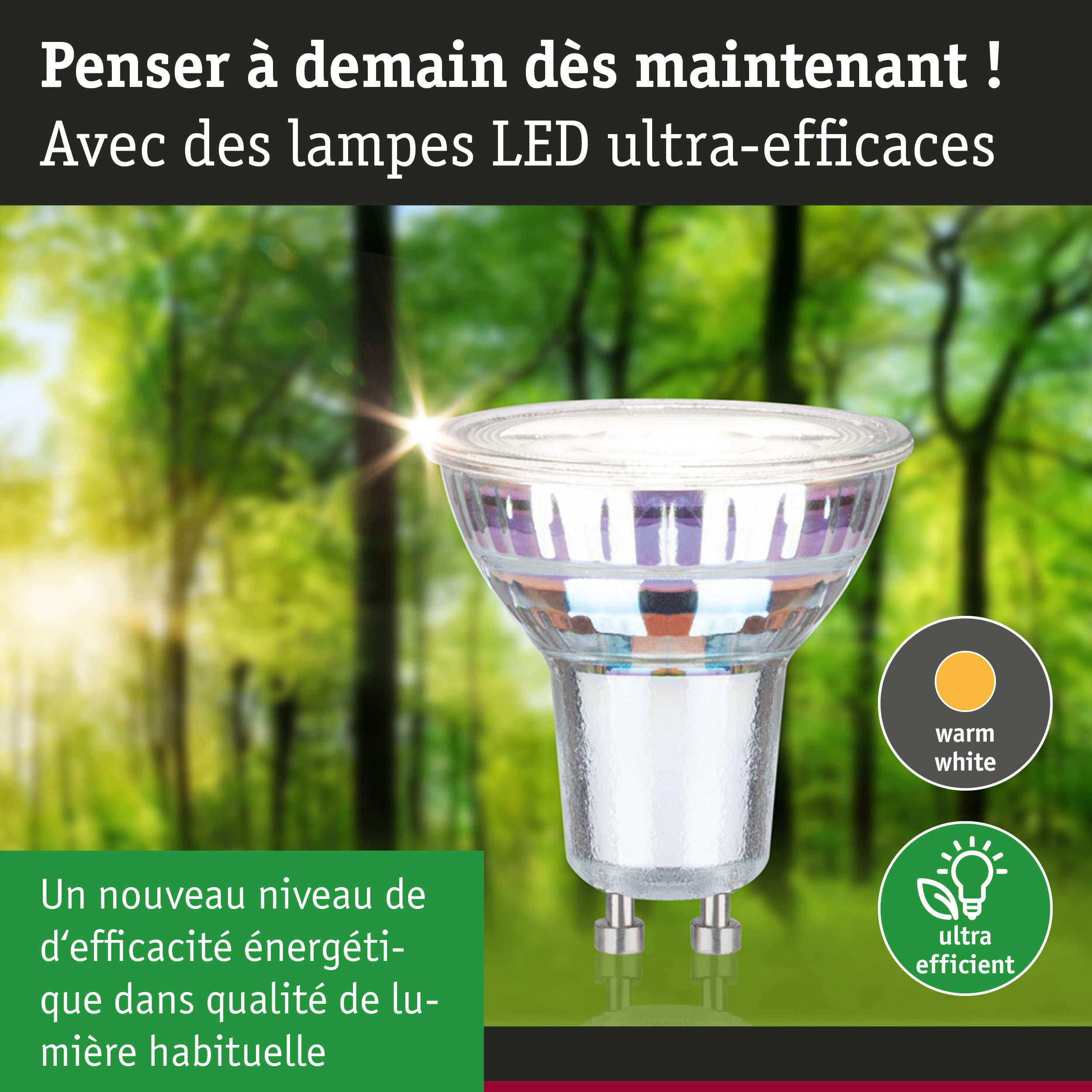 Ampoule LED transparente GU10 avec lumière blanc chaud pour un éclairage ultra efficace