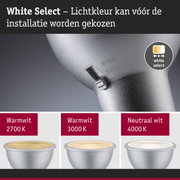 Witte metalen LED-spot met instelbare lichtkleur van 2700K tot 4000K voor woonverlichting