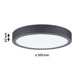 Plafonnier rond avec bord en tissu gris et diffuseur blanc, diamètre 300 mm, éclairage LED moderne