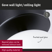 Gove wall and ceiling light with black housing and frosted opal glass, IP44 rated for outdoor use
