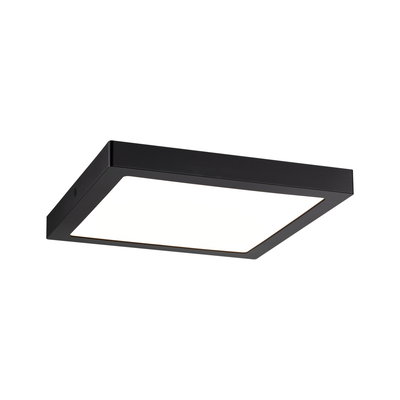 Schwarze quadratische LED-Deckenleuchte mit weißem Diffusor aus Kunststoff für moderne Innenräume