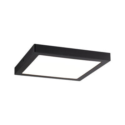 Schwarze quadratische LED-Deckenleuchte mit weißem Diffusor aus Kunststoff für moderne Innenräume