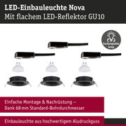 LED-Einbauleuchte Nova mit flachem GU10 LED-Reflektor in Schwarz aus Aludruckguss für einfache Montage