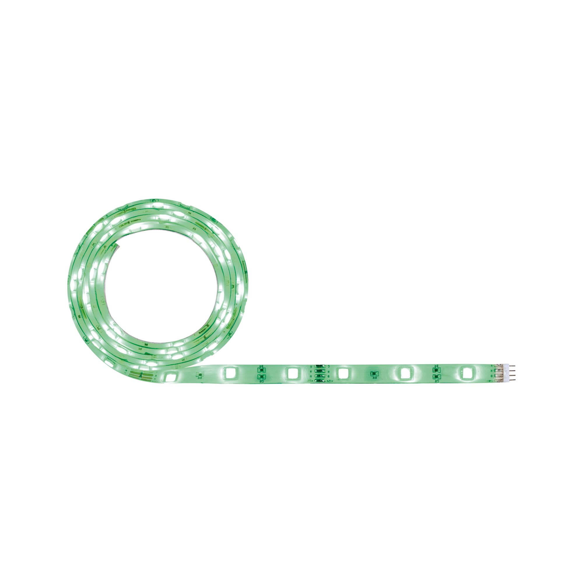 Bande LED flexible avec LEDs blanches sur support vert pour éclairage polyvalent.