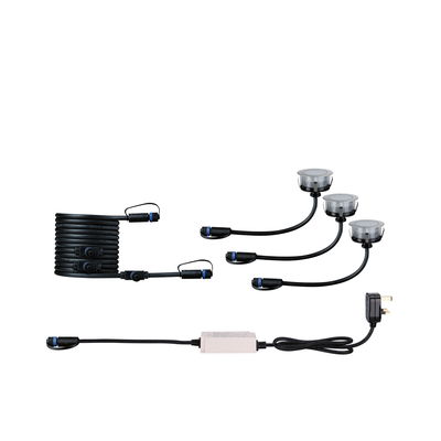 LED recessed light set with black cable and plug for versatile indoor lighting solutions