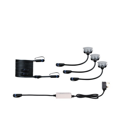 LED recessed light set with black cable and plug for versatile indoor lighting solutions