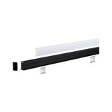 Black aluminum profile with white diffuser and mounting clips for LED strip lighting