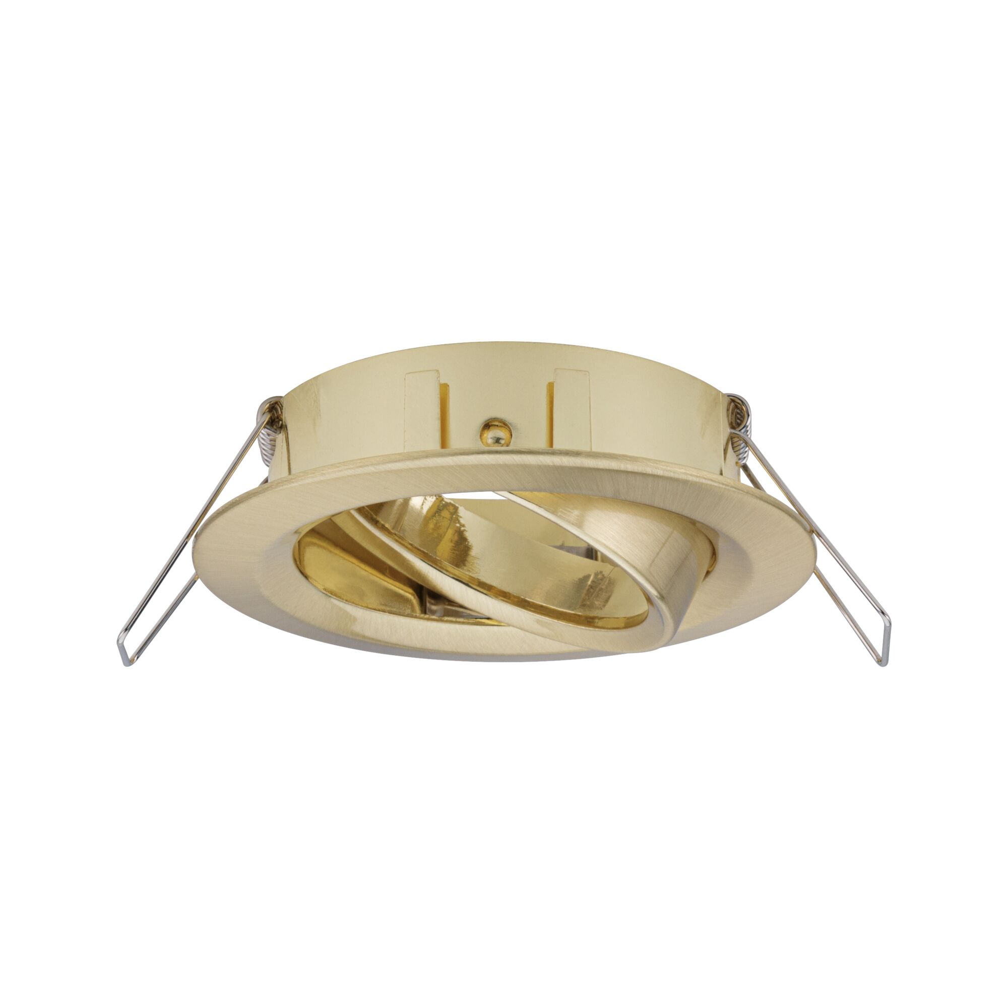 Round recessed spotlight in brushed brass with adjustable inner ring for accent lighting