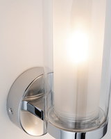 Wall lamp with chrome metal and cylindrical white glass for modern home lighting