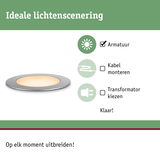Ronde LED-inbouwspot met zilverkleurige rand en warm wit licht voor eenvoudige installatie