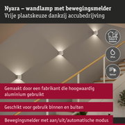 Nyara wandlamp van wit aluminium met bewegingssensor geschikt voor binnen en buiten