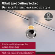Douille de plafond URail Spot blanche avec lampe interchangeable et douille E27 pour éclairage flexible
