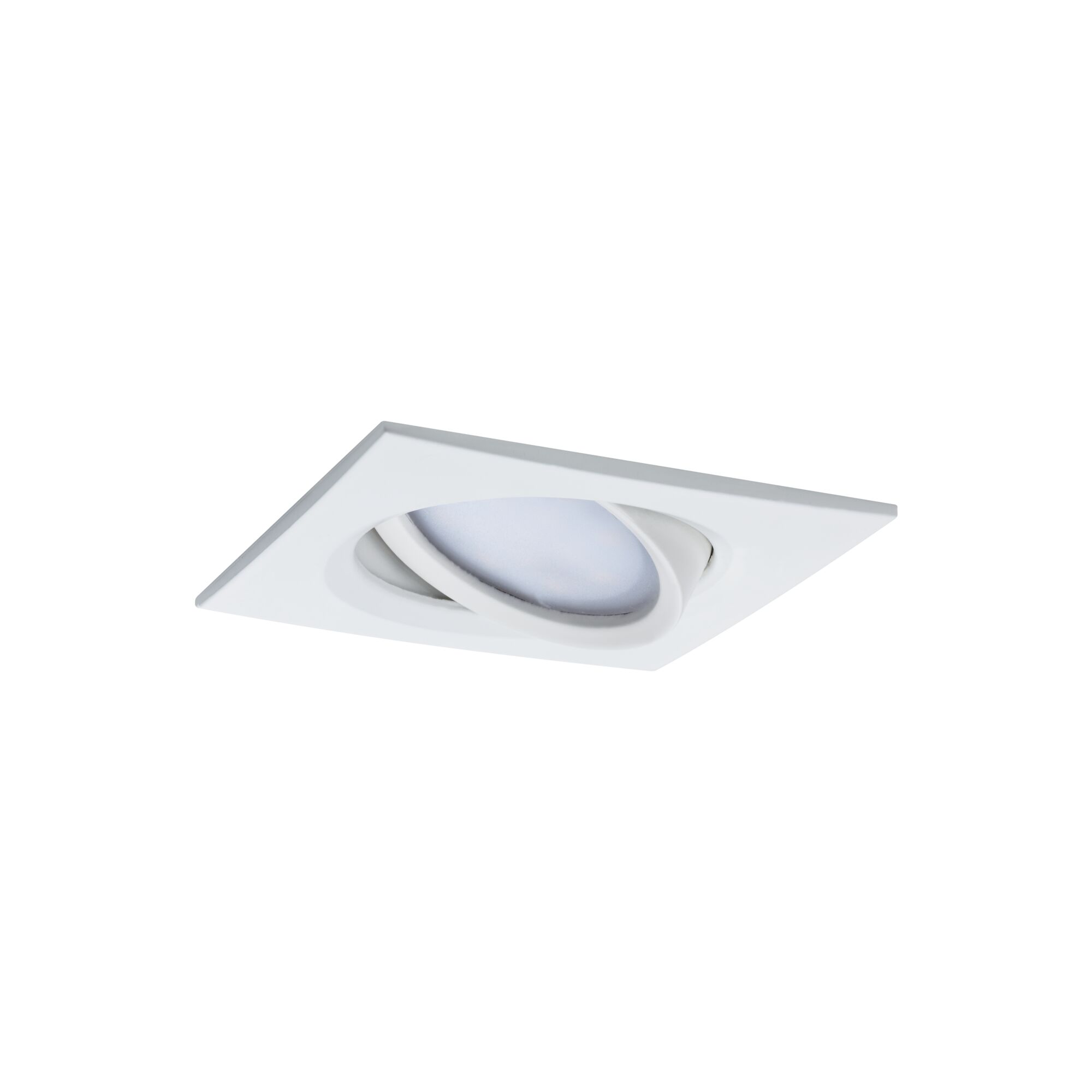 White square recessed spotlight made of plastic with adjustable LED light head for modern lighting