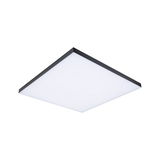 Plafonnier LED carré avec cadre en aluminium noir et diffuseur blanc pour éclairage moderne