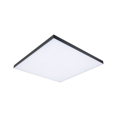 Plafonnier LED carré avec cadre en aluminium noir et diffuseur blanc pour éclairage moderne
