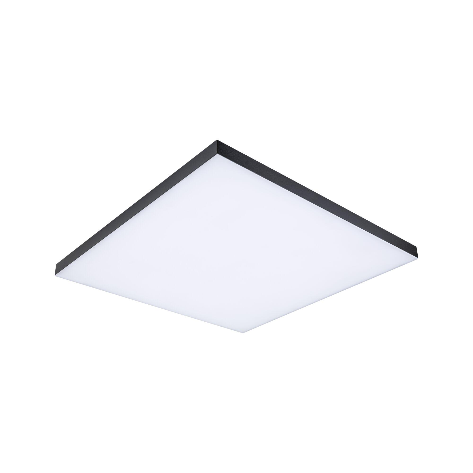 Square LED ceiling light with black aluminium frame and white diffuser for modern lighting solutions