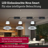 LED Einbauleuchte Nova Smart in Weiß mit 45 mm Einbautiefe für intelligente Beleuchtung und 230 V Anschluss