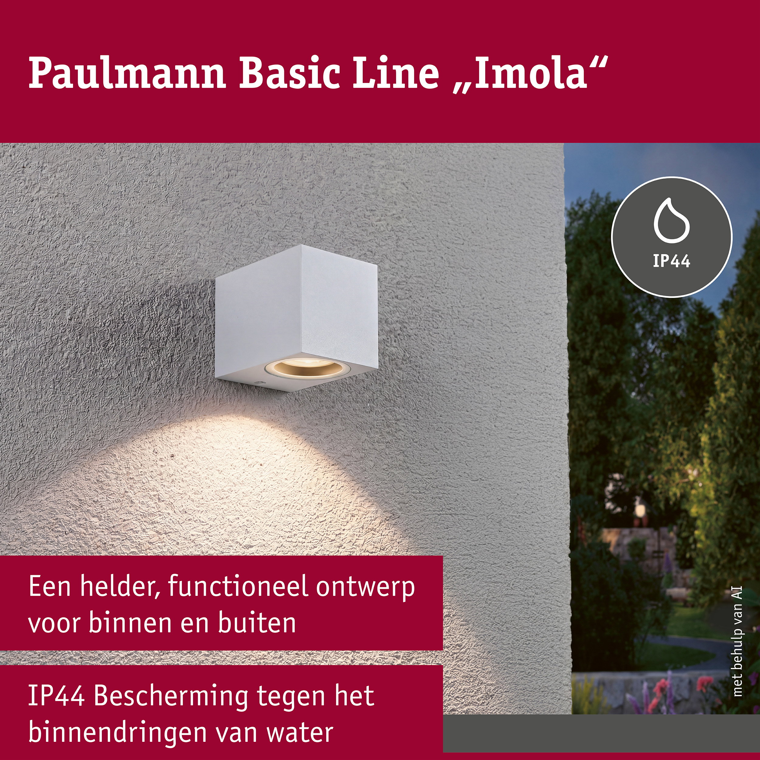 Wandlamp Imola IP44 GU10 230V max. 10W Wit mat