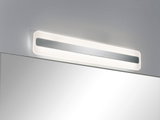 Moderne LED-Wandleuchte aus gebürstetem Aluminium in Silber über einem Spiegel für Badbeleuchtung