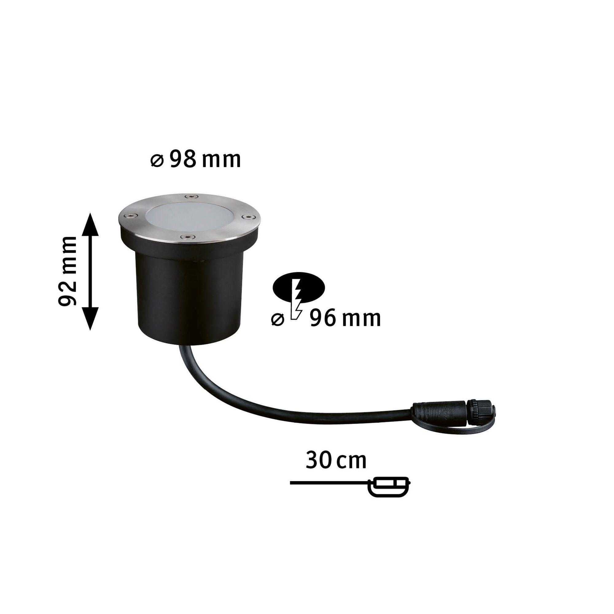 Czarna metalowa oprawa wpuszczana z szklaną osłoną, średnica 98 mm, LED do podłogi